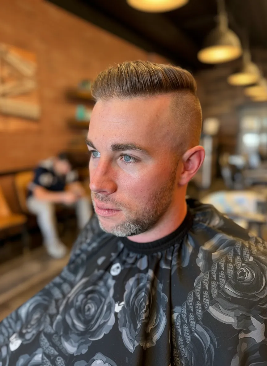 Skin fade haircut with sharp lineup at Alfani's Barbershop in Denver