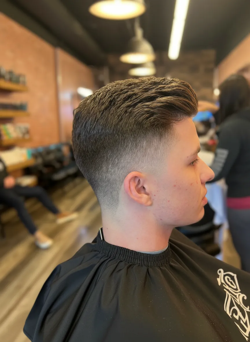 Mid fade haircut with beard sculpt at Denver's top-rated barbershop